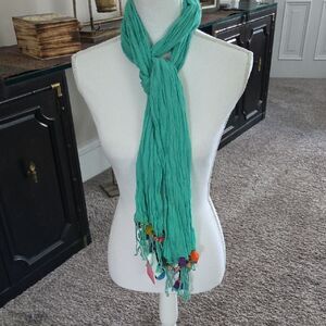 Turquoise Scarf with Colorful Accents
